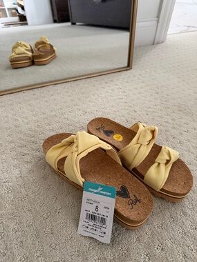 Reef Yellow Knot-Tie Slide Sandals NEVER WORN